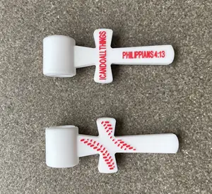 Bíblia Baseball Cruz Silicone pingente para três corda trançada Colar Tornado