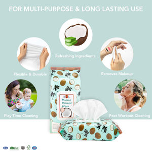 Personalizzazione naturale biodegradabile PH-balance cocco struccante pulizia viso salviette tessuto - Product Image 2