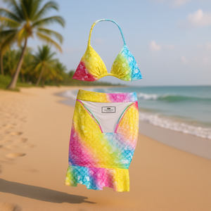 Costume da bagno intero HDJ con controllo pancia, scollo all'americana, stampa floreale e gonna, per bambine, taglie 4, 6, 8, 10, 12, 14 - Product Image 2