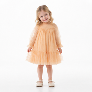 Abito da Principessa per Bambine, in Chiffon Traspirante con Paillettes e Stampa a Pois, Maniche Lunghe, Lunghezza al Ginocchio, per Feste Primaverili, Vendita all'Ingrosso - Product Image 3