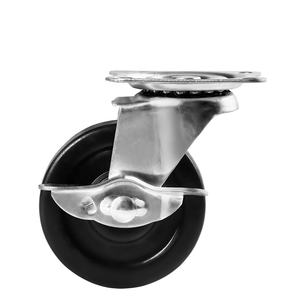 <span class=keywords><strong>Roulette</strong></span> en caoutchouc noir pour travaux légers de 25 à 100mm, frein mobile, tige filetée à plaque fixe, <span class=keywords><strong>Roulette</strong></span> NP - Product Image 5