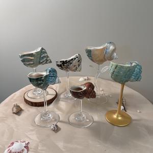 Gobelet à vin en forme d'escargot de mer en forme d'escargot de mer unique, fait à la main, tasse en verre doré à Martini pour <span class=keywords><strong>anniversaire</strong></span> - Product Image 2
