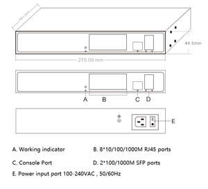 Commutateur Ethernet géré GWS-H3010FM 10 ports 10/100/1000M, 8 ports RJ45 + 2 ports SFP - Product Image 3
