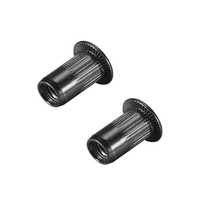 Rivet à tête plate moletée en acier au carbone noir OEM M4, insert fileté pour panneau en tôle