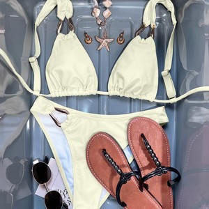 RUIQUWIN Oferta Caliente 2026 Bikinis de Mujer Traje de Baño Sólido con Joyería Push-Up y Cordón Ajustable, Conjunto de Micro Bikini Sexy con Espalda Descubierta para Playa - Product Image 4