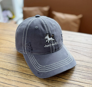 Gorra de béisbol bordada con caballo de dibujos animados, sombrero de sol de algodón lavado vintage para niños - Product Image 3