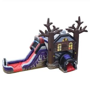 Venta caliente nueva casa embrujada Casa de rebote con combinación de tobogán para fiestas de Halloween inflable Witches Brew Combo - Product Image 1