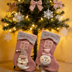 Bolsa de Regalo Navideña Rosa con Logotipo Personalizado, Decoración de <span class=keywords><strong>Santa</strong></span> Claus y Muñeco de Nieve, Bolsa de Regalo Cálida para Colgar <span class=keywords><strong>en</strong></span> el Árbol de Navidad, <span class=keywords><strong>Chimenea</strong></span> y Decoración del Hogar - Product Image 1