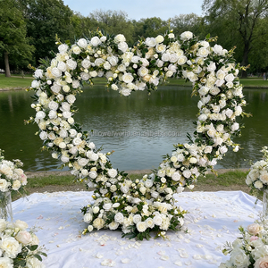 Arche de mariage florale artificielle avec roses blanches circulaires pour entrée et toile de fond - Product Image 5