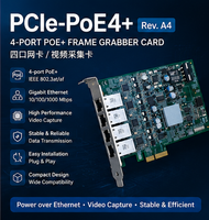 Carte de capture industrielle GigE Vision PCIe-PoE4+ Rev.A4 pour Neousys, 4 contrôleurs Gigabit indépendants Intel 82574L par port.