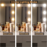 Usine de meubles de luxe en bois chinois coiffeuse en gros blanc maquillage vanité avec miroir luminosité réglable pour les filles
