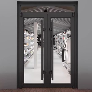 Porte double en verre et aluminium de qualité <span class=keywords><strong>commerciale</strong></span> pour restaurant - Product Image 1