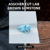Aigue-marine de laboratoire taille poire, pierre précieuse hydrothermique certifiée AGL, bijoux fins créés en laboratoire avec changement de couleur