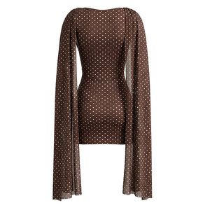 Viviblook Q26DS093 Vestidos de verano para mujer, nuevo vestido informal con estampado de lunares, sin mangas, cuello oscilante, lazo, ajustado, mini vestido ceñido al cuerpo - Product Image 5