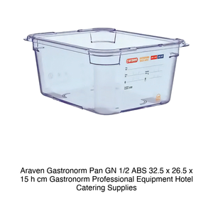 Bac alimentaire ABS GN 1/2 32,5 × 26,5 × 15 h cm, 9 L, sans couvercle, -40/+80 ° C Araven - Product Image 2