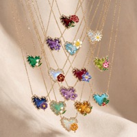 Collar de cristal con marco de espina y corazón SongYi, colgante de flor esmaltada, joyería de moda para mujer, varios colores, venta al por mayor