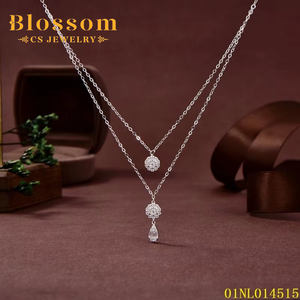 חולצות פריחות תכשיטים באיכות סיטונית כסף 925 טורקיז שרשרת גלימה כפולה שרשרת זירקוניה לנשים - Product Image 6