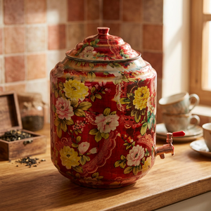 Distributeur d'eau floral rouge avec robinet en cuivre pour usage domestique - Product Image 3