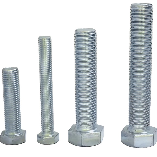 Galvanized Steel Full Threaded Hexagon Bolts Astm M8 M16 Zinc Plated Fasteners and Hex Bolts 5/8" Class 4.8