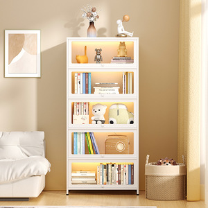 ตู้หนังสือเหล็กสามชั้นแบบตั้งพื้นพร้อมบานกระจกสำหรับห้องนั่งเล่น - Product Image 1