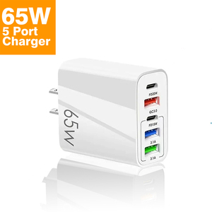 شاحن سريع 65 واط PD الاتحاد الأوروبي الولايات المتحدة المملكة المتحدة 2 نوع c 3 USB 5 خمسة منافذ محول إخراج متعدد الهاتف المحمول شاحن حائط للسفر لماك بوك - Product Image 1