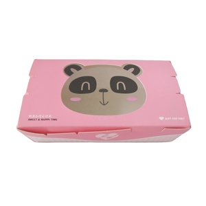Boîte à <span class=keywords><strong>sushi</strong></span> personnalisée avec motif de <span class=keywords><strong>panda</strong></span> rose mignon, boîte d'emballage en carton blanc de qualité alimentaire, jetable, pour emporter - Product Image 1