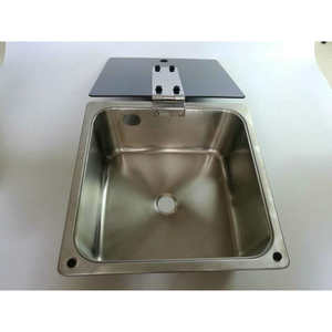 Fregadero de Acero Inoxidable GR-549B con Cubierta de Vidrio Templado 350*350*120 mm para Autocaravanas y Yates - Product Image 1