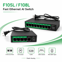 Kedatangan Baru Switch Jaringan 100Mbps 5/8 Port 10/100Mbps RJ45 AI Ethernet Switch Mendukung Fungsi VLAN Ekstensi 250M