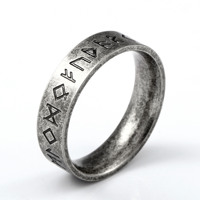 Viking Gravé Old Magic Titane Bague En Acier Inoxydable 316L Vintage Oracle Bague Pour Hommes