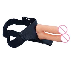 ダブルディルド ダブルヘッド ダブルホール シミュレーション ストラップオン 弾性ハーネス レズビアンカップル向け 大人のおもちゃ - Product Image 4