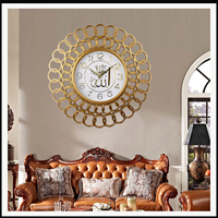 Jam Dinding Kaligrafi Arab Allah Islami Warna Rose Gold Akrilik Dekoratif untuk Ruang Tamu Majlis Interior Rumah