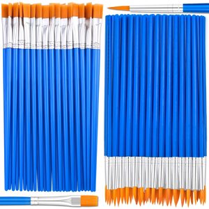 Paquete al por mayor de pinceles planos azules individuales de acrílico, acuarela y óleo con mango de plástico para pintura - Product Image 1