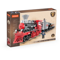 COGO 623 pièces Blocs en plastique pour enfants Ville Train rétro Assemblage Blocs de construction Briques Jouets