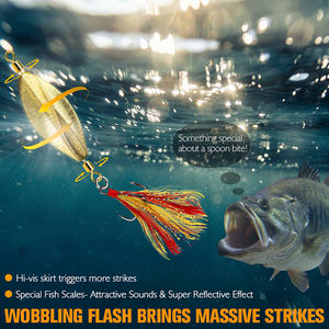 Leurres de pêche en rivière professionnels, cuillères métalliques argentées et dorées, jigging, avec 2 hameçons triples, pour la pêche au bar, à la truite, au brochet et au saumon - Product Image 5