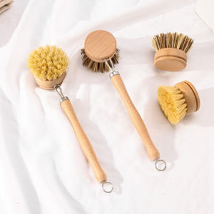 Fibras naturales Cocina Plato Olla Sartén Cepillo de limpieza Haya Madera Desmontable Mango largo y cerdas de sisal Cepillo de lavado - Product Image 2