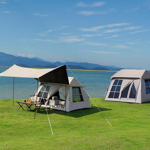 Tente de toit 2-en-1 légère à double couche avec revêtement noir, entièrement automatique, en Oxford, pour 5-6 personnes, idéale pour le <span class=keywords><strong>camping</strong></span> en extérieur et résistante au soleil - Product Image 2