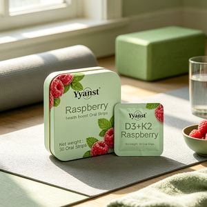 Suplemento de vitamina D3 K2 en tiras orales de rápidas absorción de Raspberry, para energía, apoyo óseo natural y bienestar diario, 30 sobres, OEM - Product Image 3