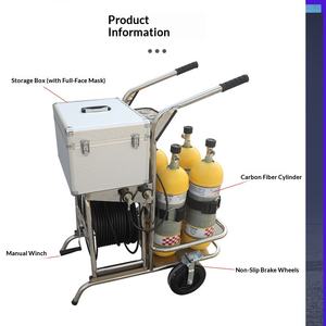 Equipo de Respiración de Alta Presión Montado en Carro Móvil con Tubo Largo, con 2 o 4 Cilindros de Gas y una Máscara Facial de Acero Inoxidable. - Product Image 6