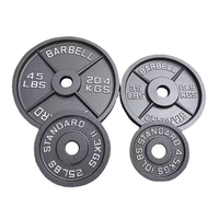 Disque de musculation standard en fonte massif noir mat, 45 LBS (20,4 KG), épaissi, pour salle de sport