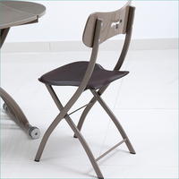 Chaise de salle à manger pliable moderne en acier inoxydable avec cuir surélevé pour cave à vin étude salon caractéristiques lumière
