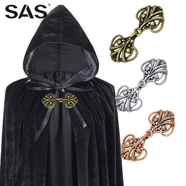 SAS High Quality Clothing Accessories Upscale Retro Alloy Button for Cape Shirt Collar Clips Coat Hooks Adjustable Buckle