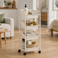Étagère de rangement pour jouets d'enfants à grande capacité, 4 niveaux, durable, imperméable, en matériau écologique avec roulettes pour chambre à coucher, salon