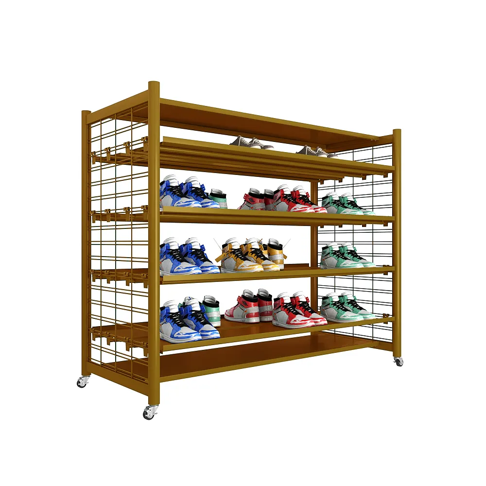 ソースyiree工場カスタム多目的靴店備品鉄金線靴ディスプレイスタンドラック棚