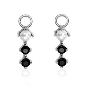 Fabricant de gros nouvelle haute qualité Fine Fashion Sterling Silver Fashion Black CZ White Freshwater Pearl Pendant Earrings - Product Image 5