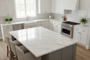 FREE SAMPLE 100% VIETNAM ARTIFICIAL QUARTZ CALACATTA VILLA MODERN BIG SLAB for KITCHEN & BATHROOM - Product Image 2