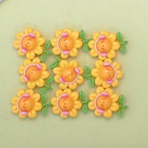 Kawaii <span class=keywords><strong>Happy</strong></span> Girl FlowerFlatback cabujones de resina Fit Hair Bow Center DIY joyería para accesorios de decoración de teléfono - Product Image 4