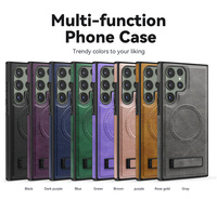Étui de téléphone de charge sans fil en cuir PU de luxe support de couverture arrière magnétique pour Samsung S22 S23 Plus S24 Ultra