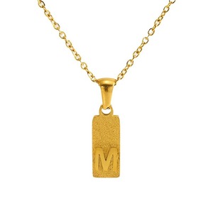 Zogxin Letter Pendant Necklace Gold Plated Stainless Steel Rectangular Alphabet Chain For Women Everyday Wear - Product Image 5