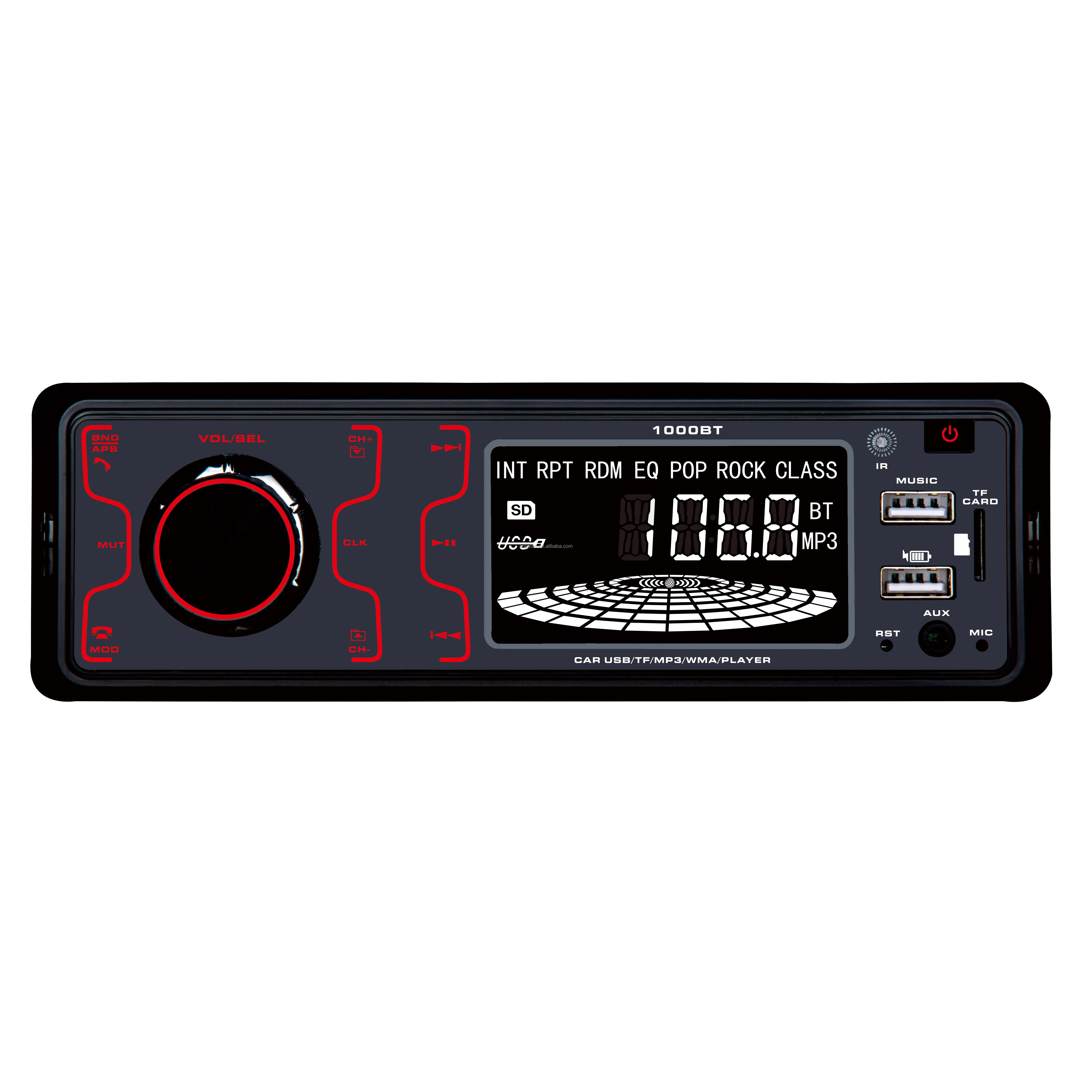 Radio Estéreo con botón de pantalla táctil para coche, radio FM de 12V, reproductor de Audio MP3, cargador de 5V, USB/SD/AUX, electrónica en tablero, 1 DIN FOB