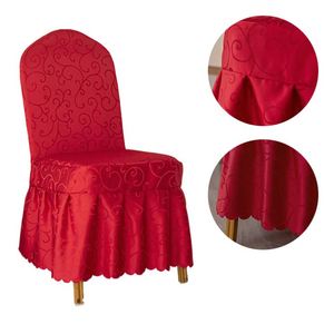 Nouvelle housse de chaise jacquard personnalisée en spandex avec jupe pour salle à manger - Product Image 4